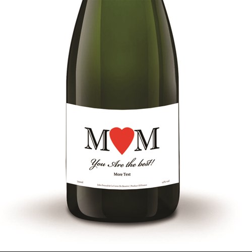 Personalised Champagne - Heart Mam - 5 Stars